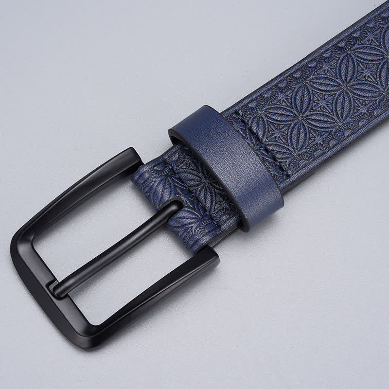 Cintura in pelle con stampa geometrica di monete da uomo