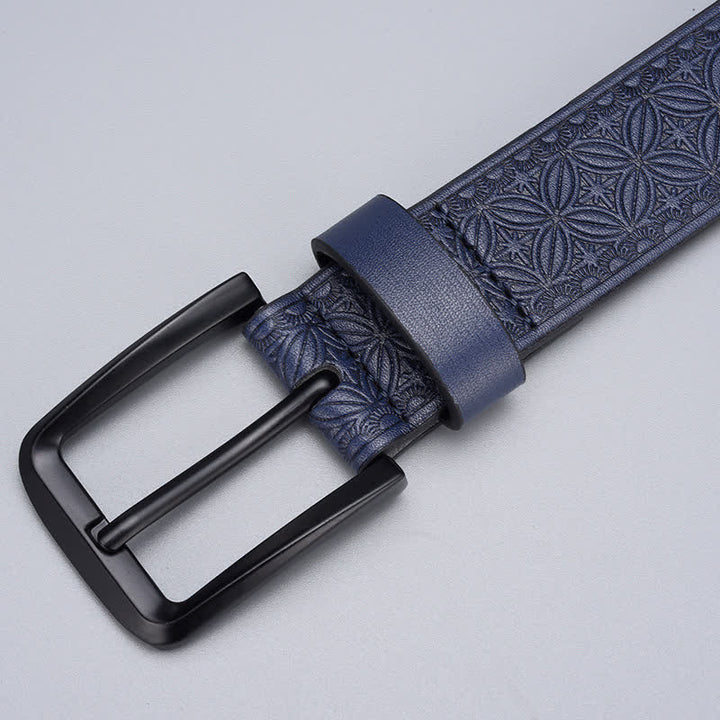 Cintura in pelle con stampa geometrica di monete da uomo