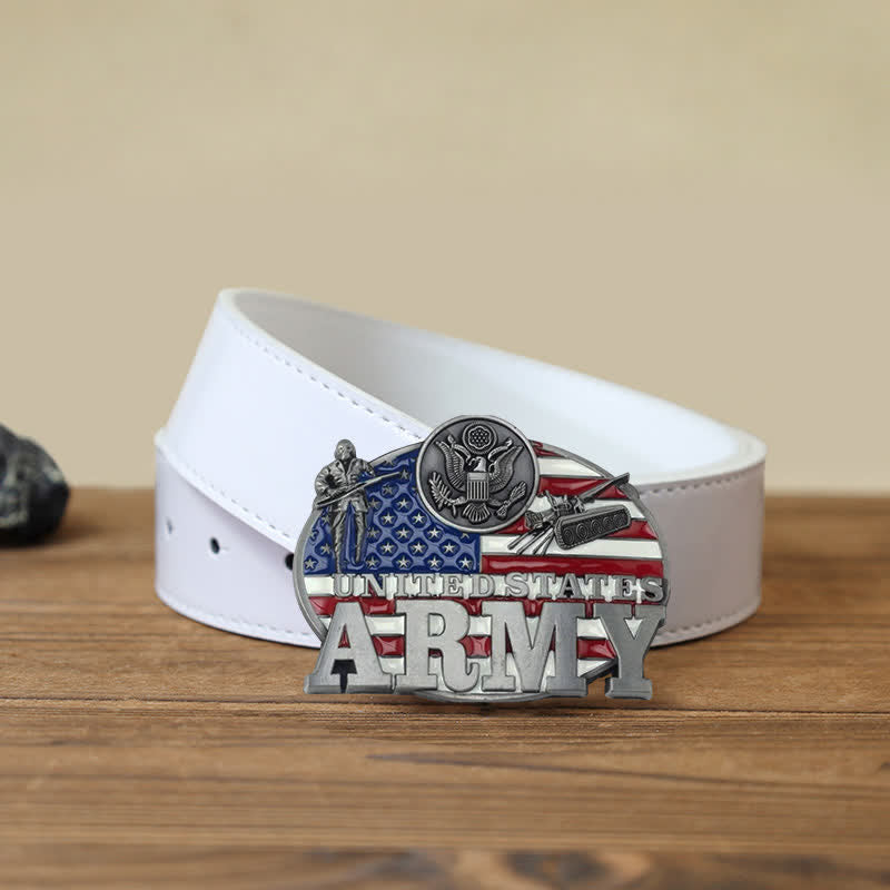 Cintura in pelle con fibbia dell'esercito americano fai da te da uomo