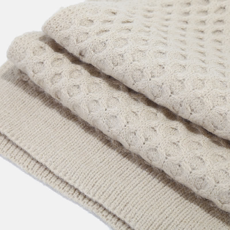 Set di 3 cappelli, sciarpe e guanti lavorati a maglia incrociati da donna