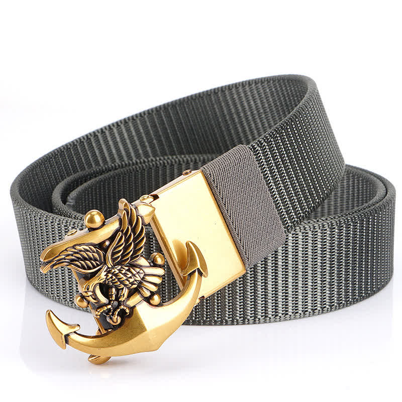 Cintura in nylon con ancora e aquila da uomo - Grigio / Oro - 48" - image 12