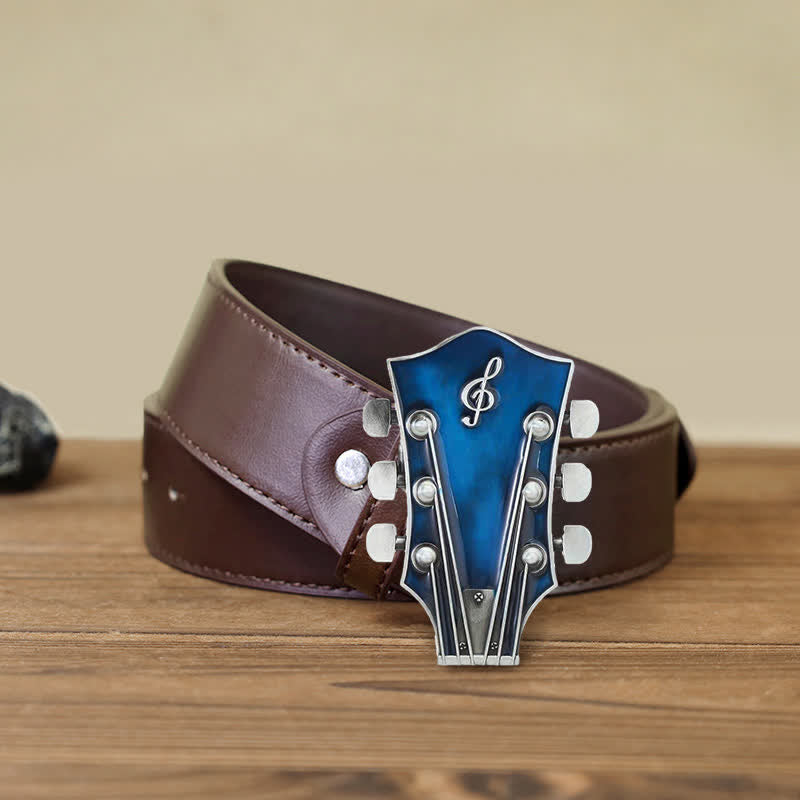 Cintura in pelle con fibbia per paletta di chitarra musicale fai da te da uomo