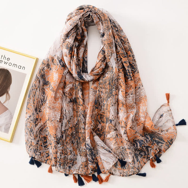 Sciarpa sottile con nappe floreali a farfalla da donna