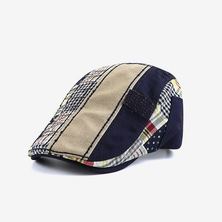 Berretto piatto da tassista con patchwork cucito