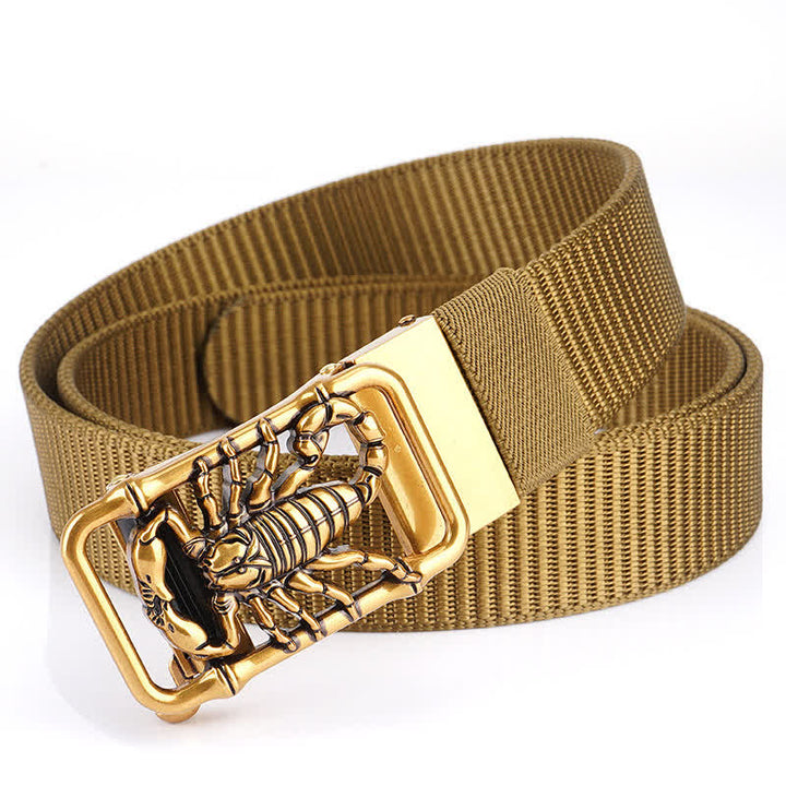 Cintura semplice in nylon con Scorpione Re da uomo - Cachi / Oro - 48" - image 10