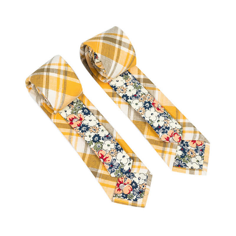 Cravatta da uomo con motivo patchwork floreale a quadri