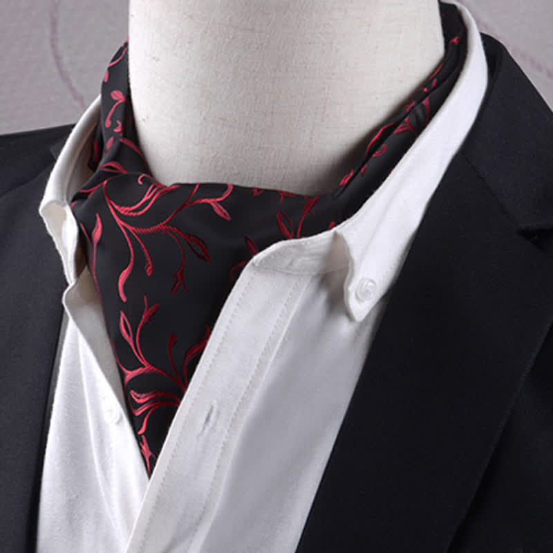 Cravatta con texture Vogue con foglie di fuoco nere e rosse - Nero e rosso - image 0