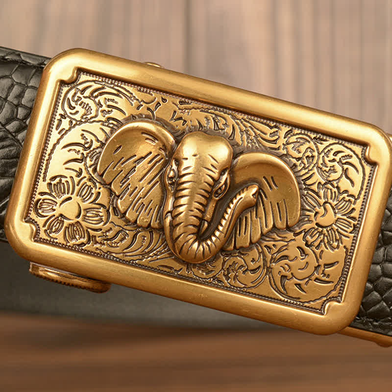 Cintura da uomo in pelle con motivo punk elefante coccodrillo