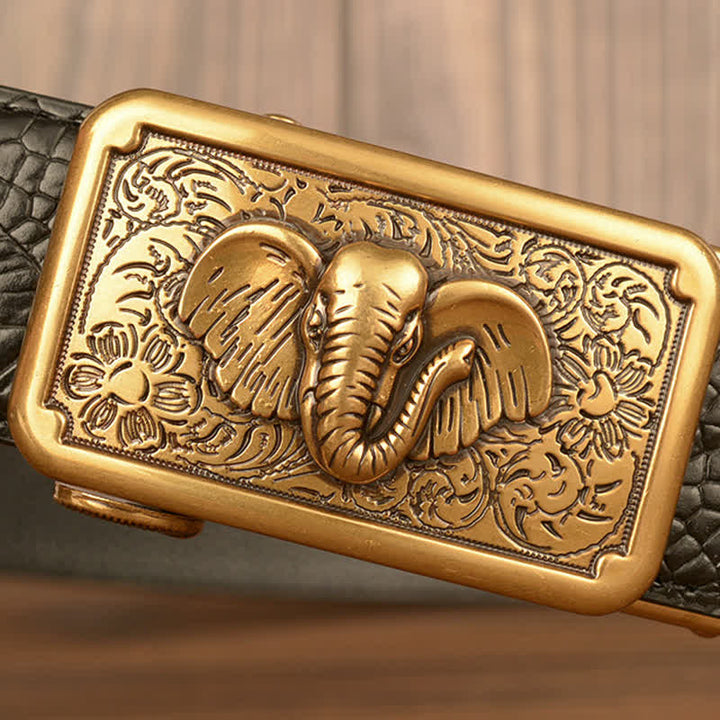 Cintura da uomo in pelle con motivo punk elefante coccodrillo