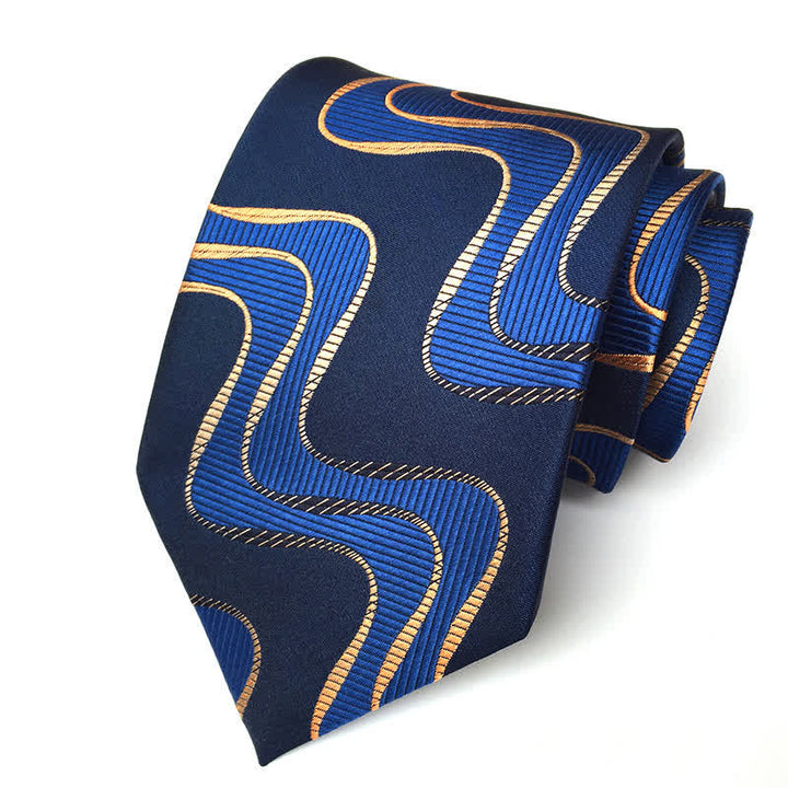 Cravatta astratta geometrica artistica da uomo - Onde blu - image 1