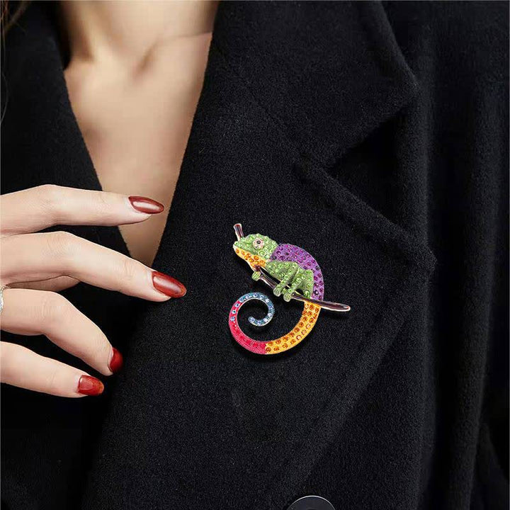 Spilla lucertola camaleonte colorata da donna