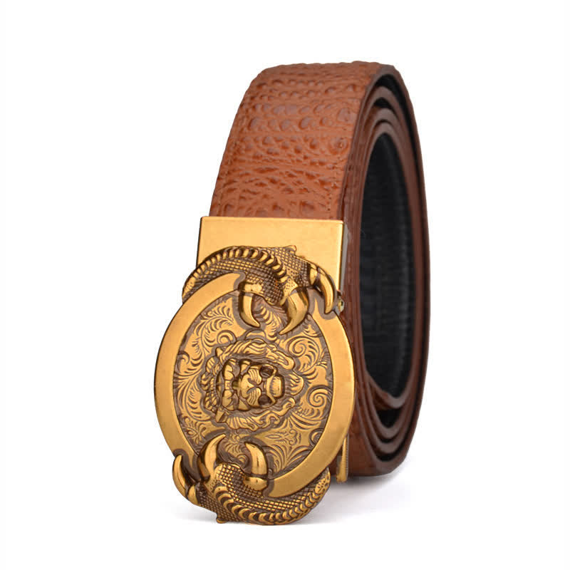 Cintura automatica in pelle con motivo coccodrillo Savage Lion da uomo - Arancia - 46 - image 5