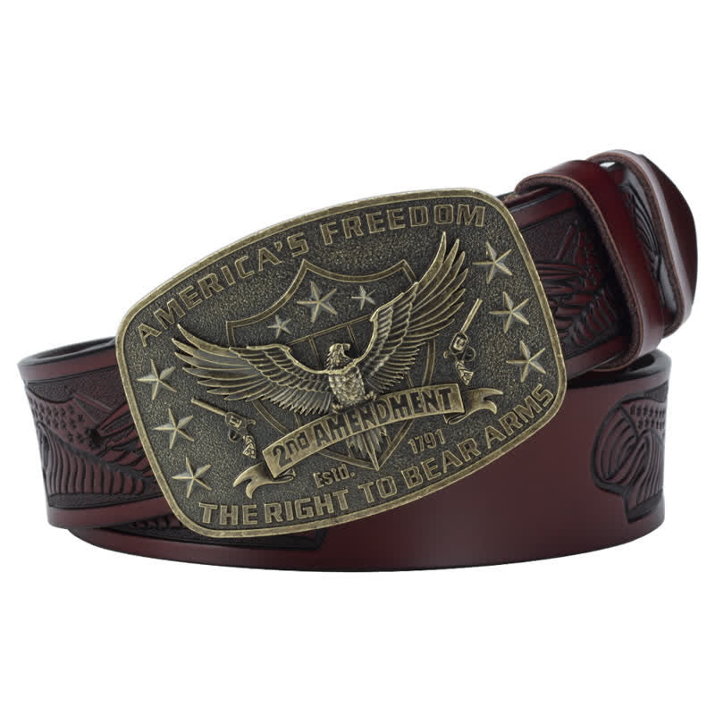 Cintura in pelle retrò da uomo con aquila America's Freedom