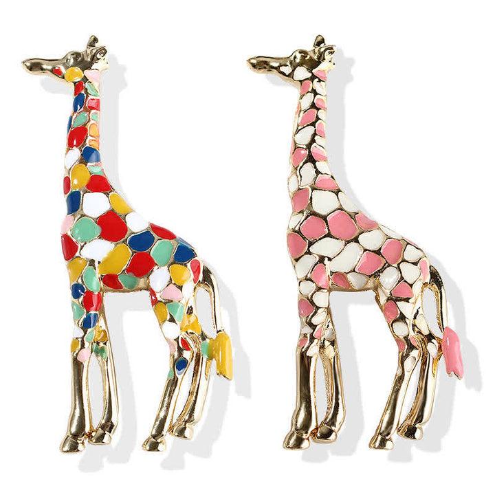 Spilla da donna a forma di giraffa in smalto lucido con motivo a cartoni animati