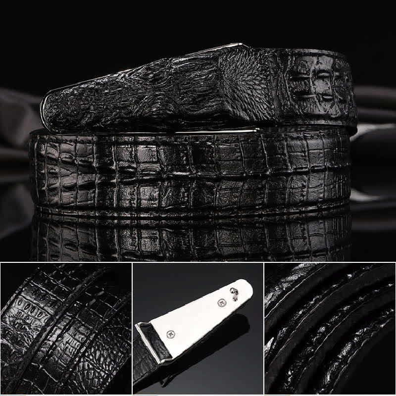 Cintura in pelle con fibbia a forma di testa di coccodrillo realistica da uomo - image 6