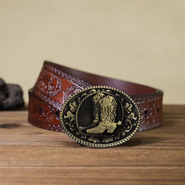 Cintura in pelle con fibbia per stivali da cowboy fai da te da uomo