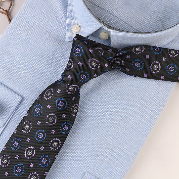 Cravatta da uomo con motivi floreali geometrici vintage - Fiore nero - image 9