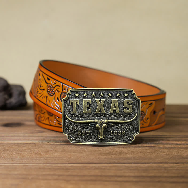 Cintura in pelle con fibbia Texas da cowboy fai da te da uomo