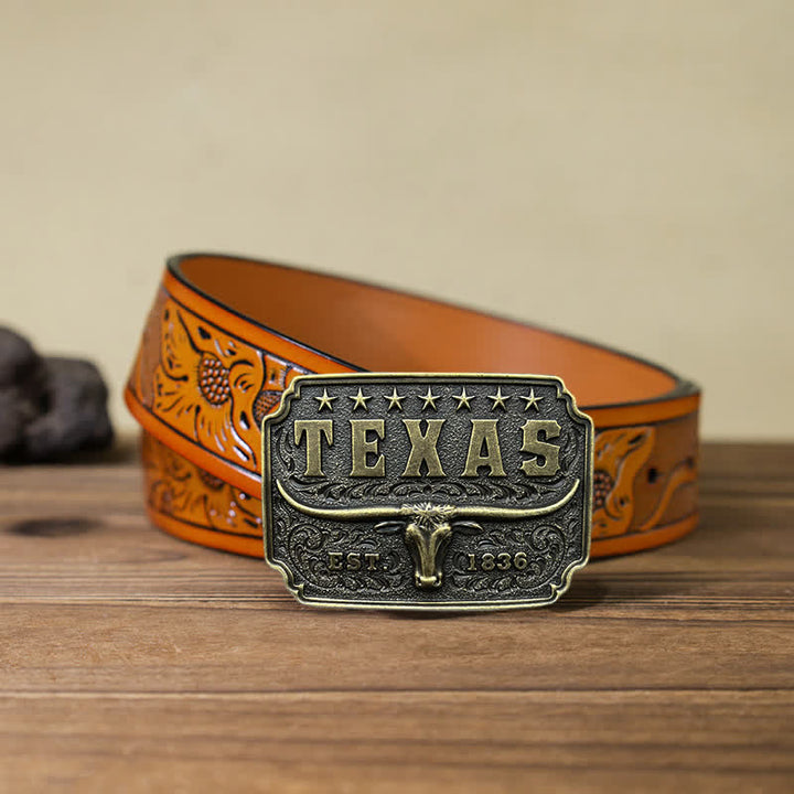 Cintura in pelle con fibbia Texas da cowboy fai da te da uomo