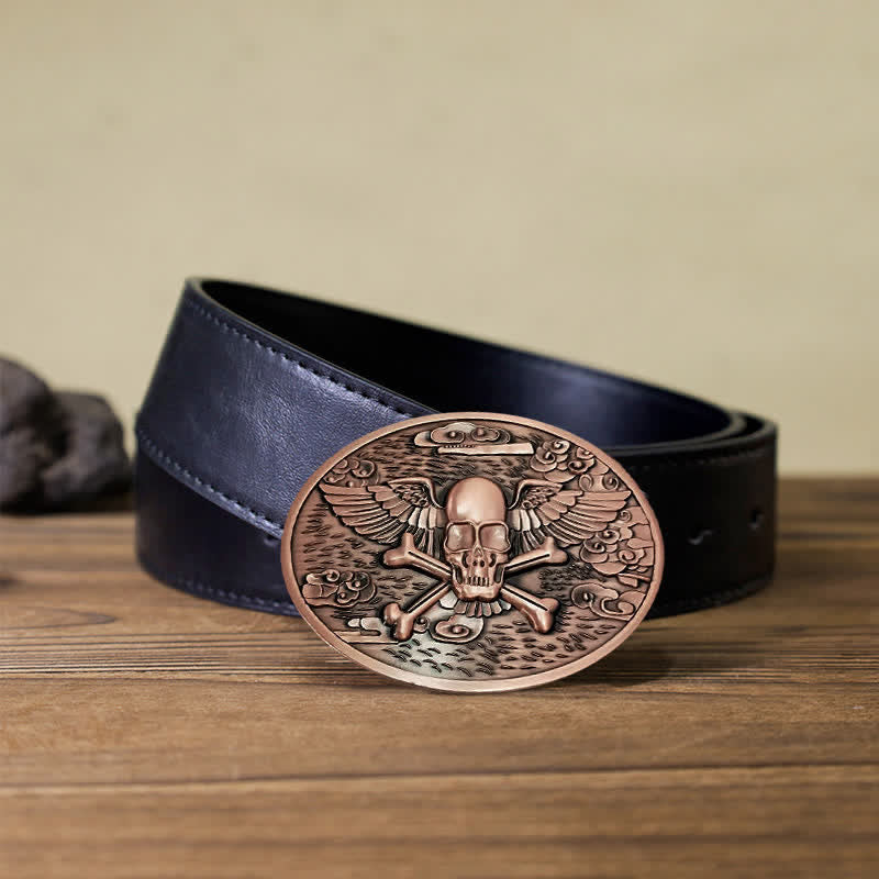 Cintura in pelle con fibbia porta birra creativa fai da te a forma di teschio e angelo da uomo