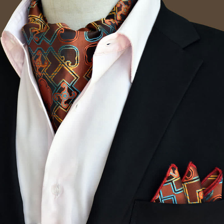 Set di 2 fazzoletti da taschino e cravatta SaddleBrown Luxury Floral Paisley