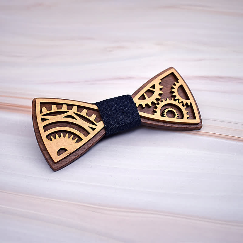 Set di 2 gemelli da uomo in legno con ingranaggi - image 1
