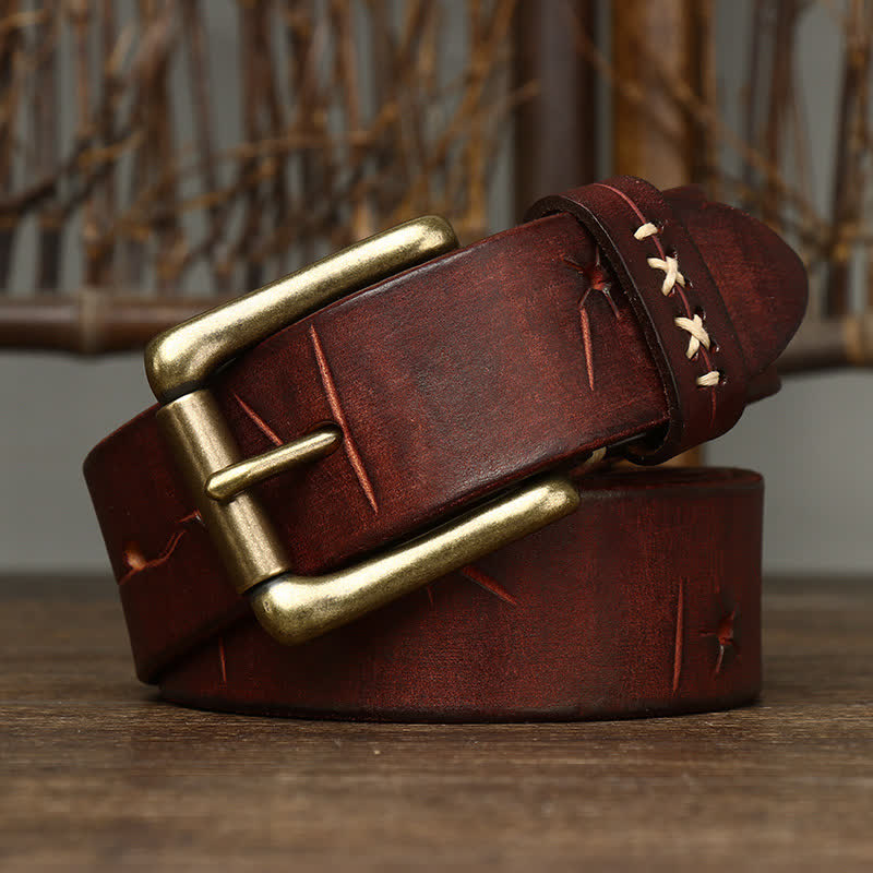 Cintura in pelle con intaglio elaborato vintage da uomo