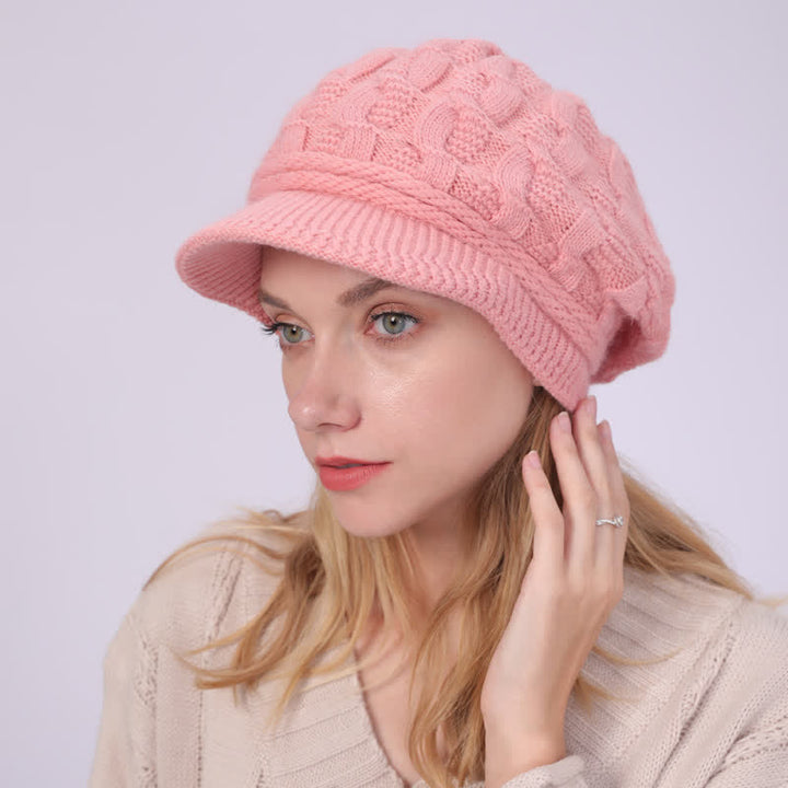 Cappello con visiera e fodera soffice e soffice da donna