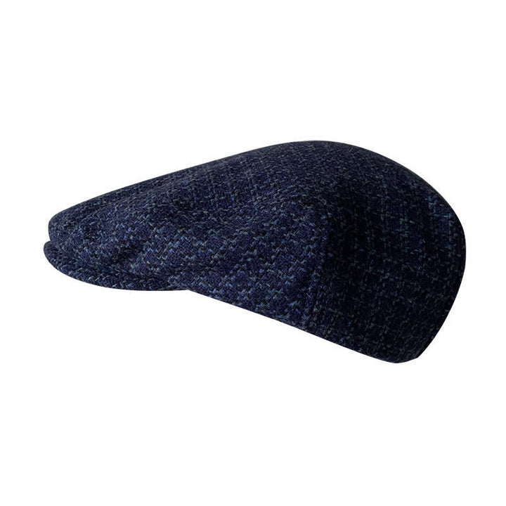 Berretto invernale autunno-inverno a scacchi blu navy - image 3