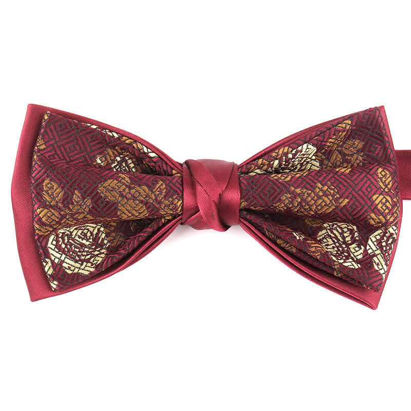 Papillon elegante da uomo con motivo floreale botanico - Rosso #3 - image 8