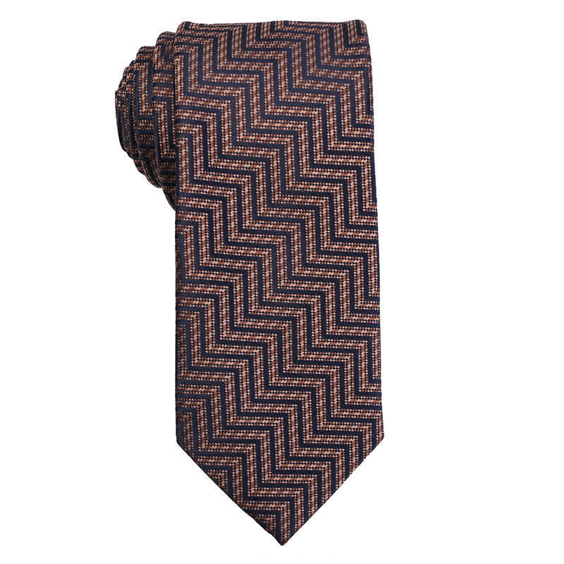 Cravatta da uomo con micro-quadri della serie Coffee Brown - Spina di pesce - image 2