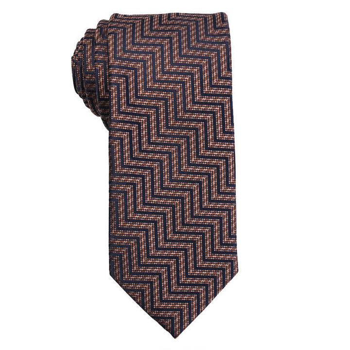 Cravatta da uomo con micro-quadri della serie Coffee Brown - Spina di pesce - image 2