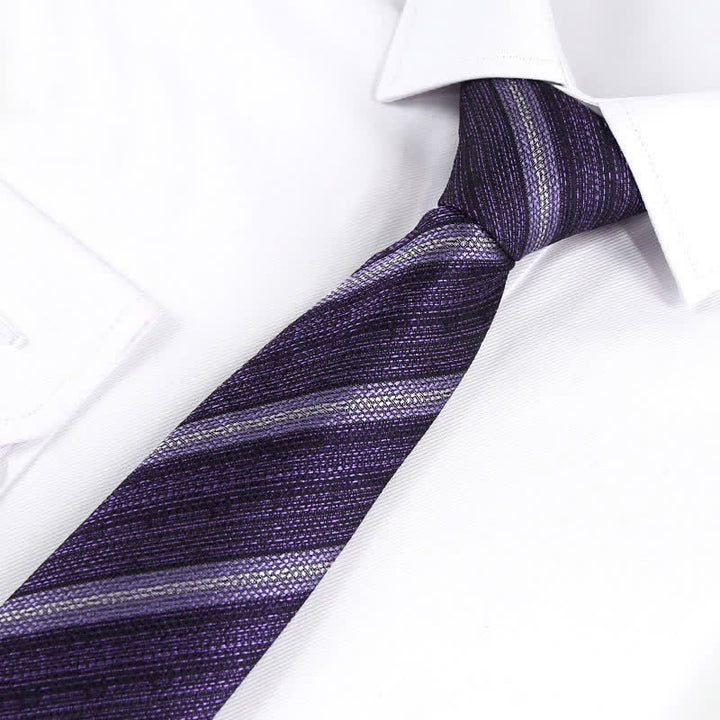 Cravatta a righe moderna testurizzata da uomo - Viola - image 11
