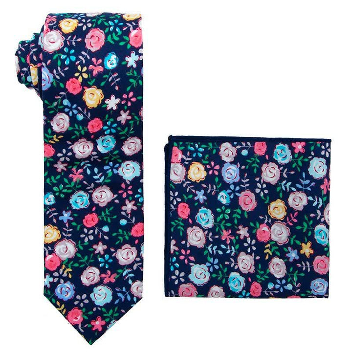 Set di 2 cravatte floreali da uomo con motivo a margherita e rosa