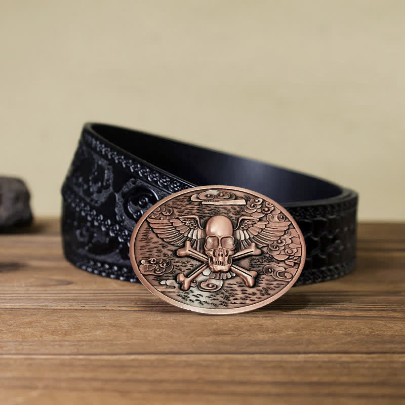 Cintura in pelle con fibbia porta birra creativa fai da te a forma di teschio e angelo da uomo