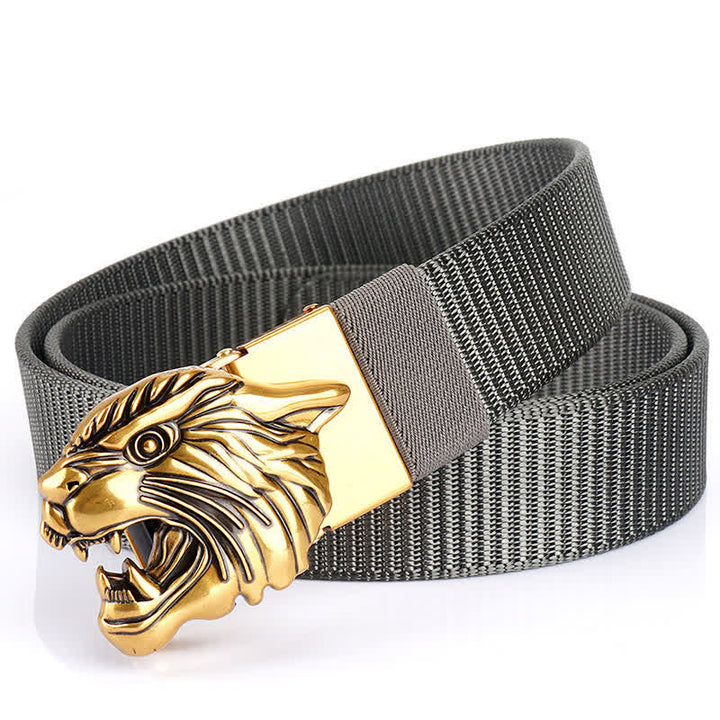 Cintura in nylon con testa di tigre ruggente da uomo