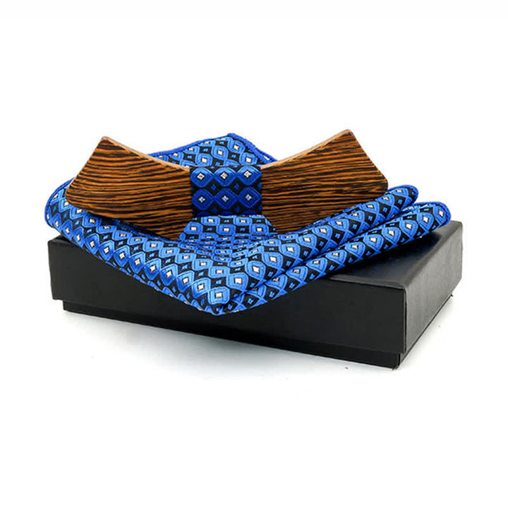 Set di 2 papillon in legno a forma di colletto da uomo