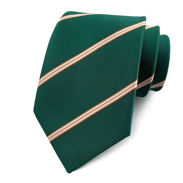 Cravatta da ufficio a righe tradizionali da uomo - Verde - image 7