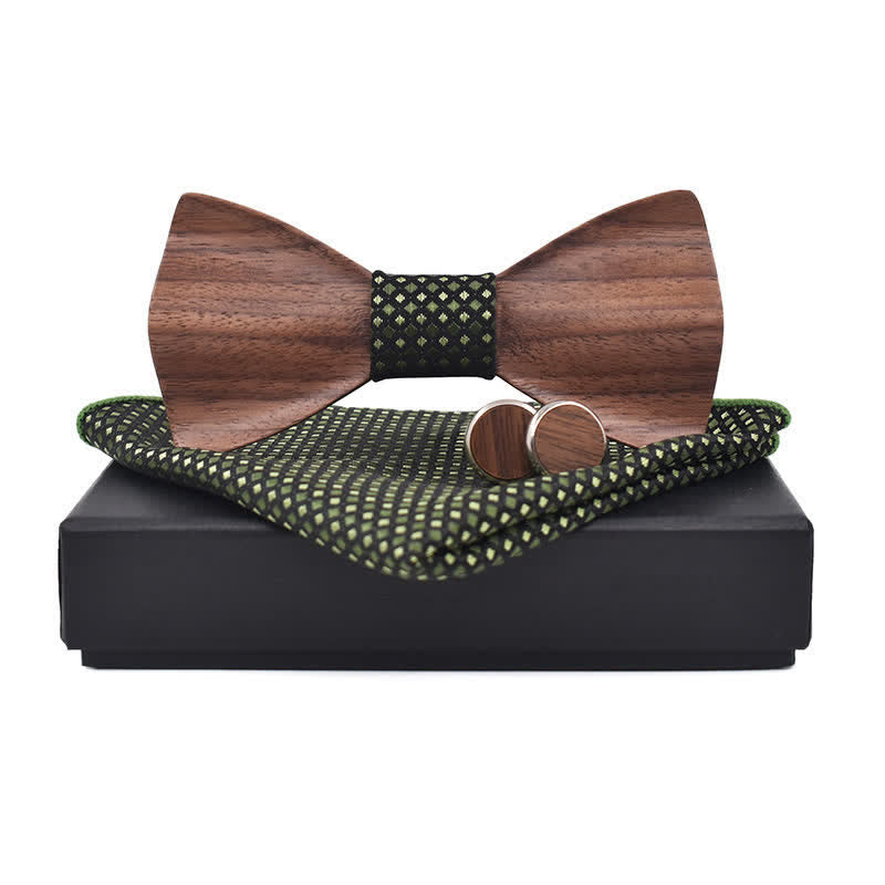 Set di 3 papillon in legno di noce nero da uomo