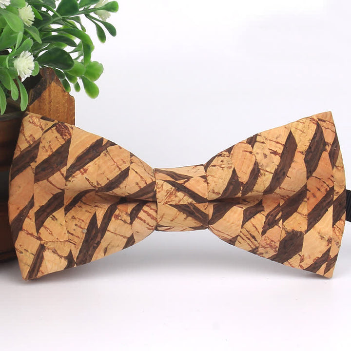 Papillon multicolore con stampa geometrica effetto legno da uomo