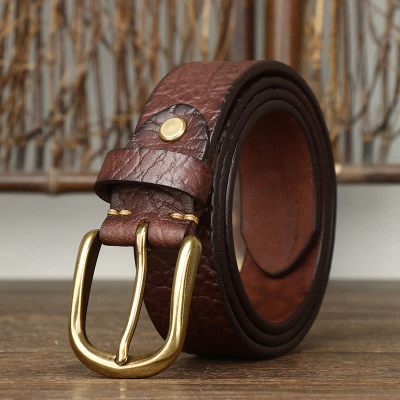 Cintura in pelle con motivo in pelle di bisonte goffrata da uomo