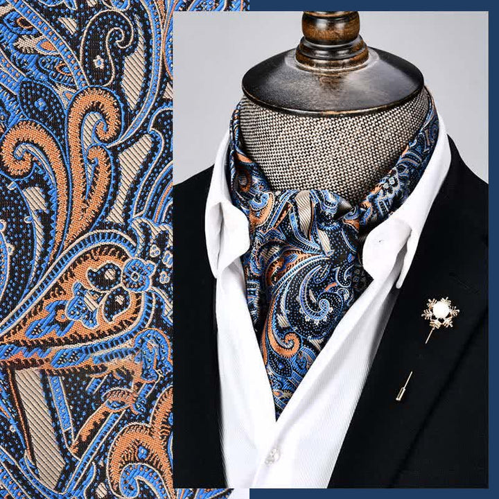 Cravatta Paisley Ascot floreale Grandeur da uomo SteelBlue Modern - Acciaio Blu - image 0