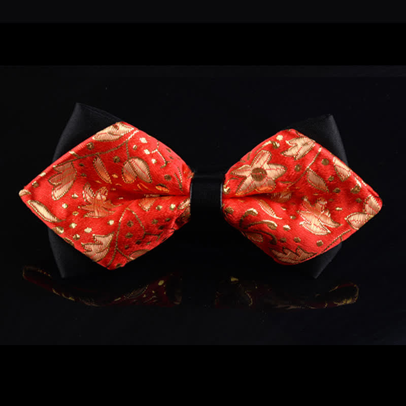 Papillon a punta con fiori innocenti rossi e oro da uomo - Rosso e oro - image 0