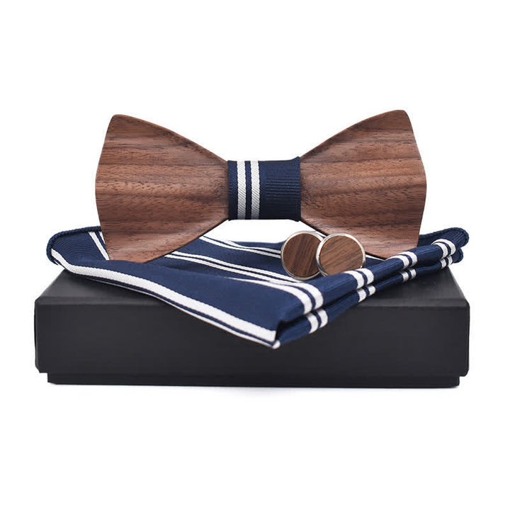 Set di 3 papillon in legno di noce nero da uomo