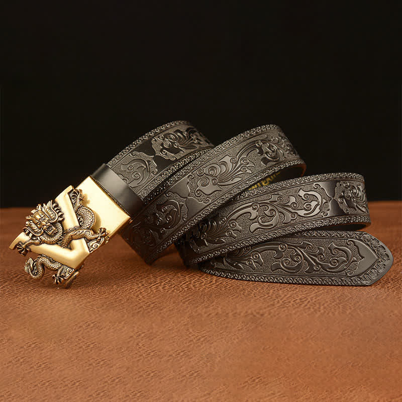 Cintura in pelle con goffratura a forma di drago con lettera V da uomo - image 12