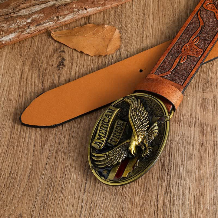 Cintura in pelle da uomo American Pride Bald Eagle