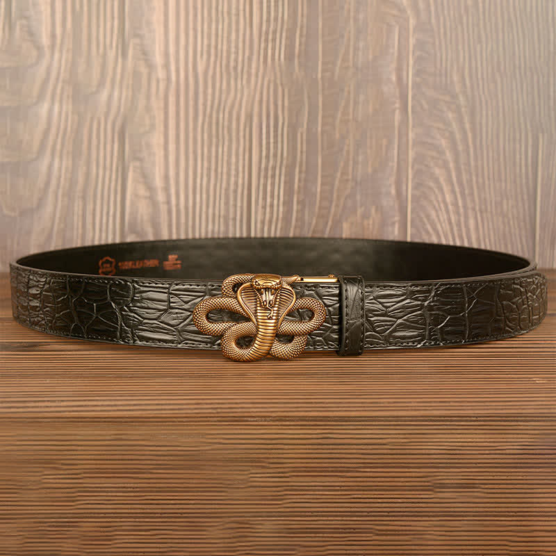 Cintura da uomo in pelle con motivo coccodrillo Cobra arricciato - image 6