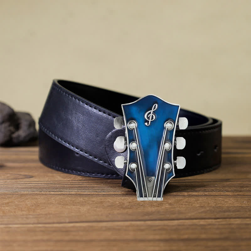 Cintura in pelle con fibbia per paletta di chitarra musicale fai da te da uomo