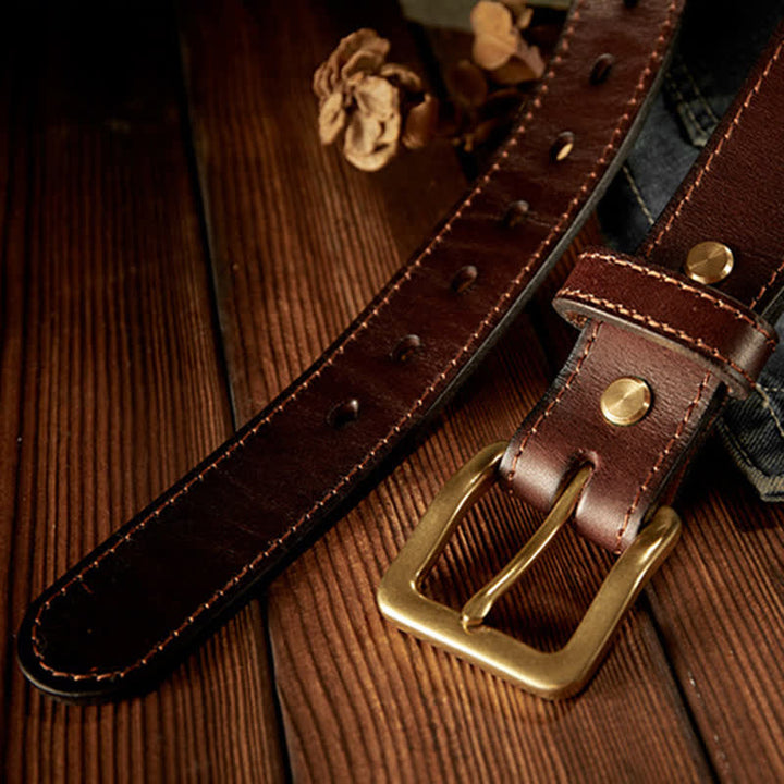 Cintura in pelle con fibbia a un ardiglione vintage da uomo - image 5
