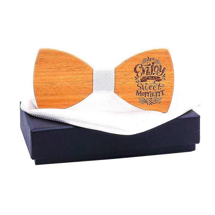 Set di 2 papillon in legno con proverbi da uomo